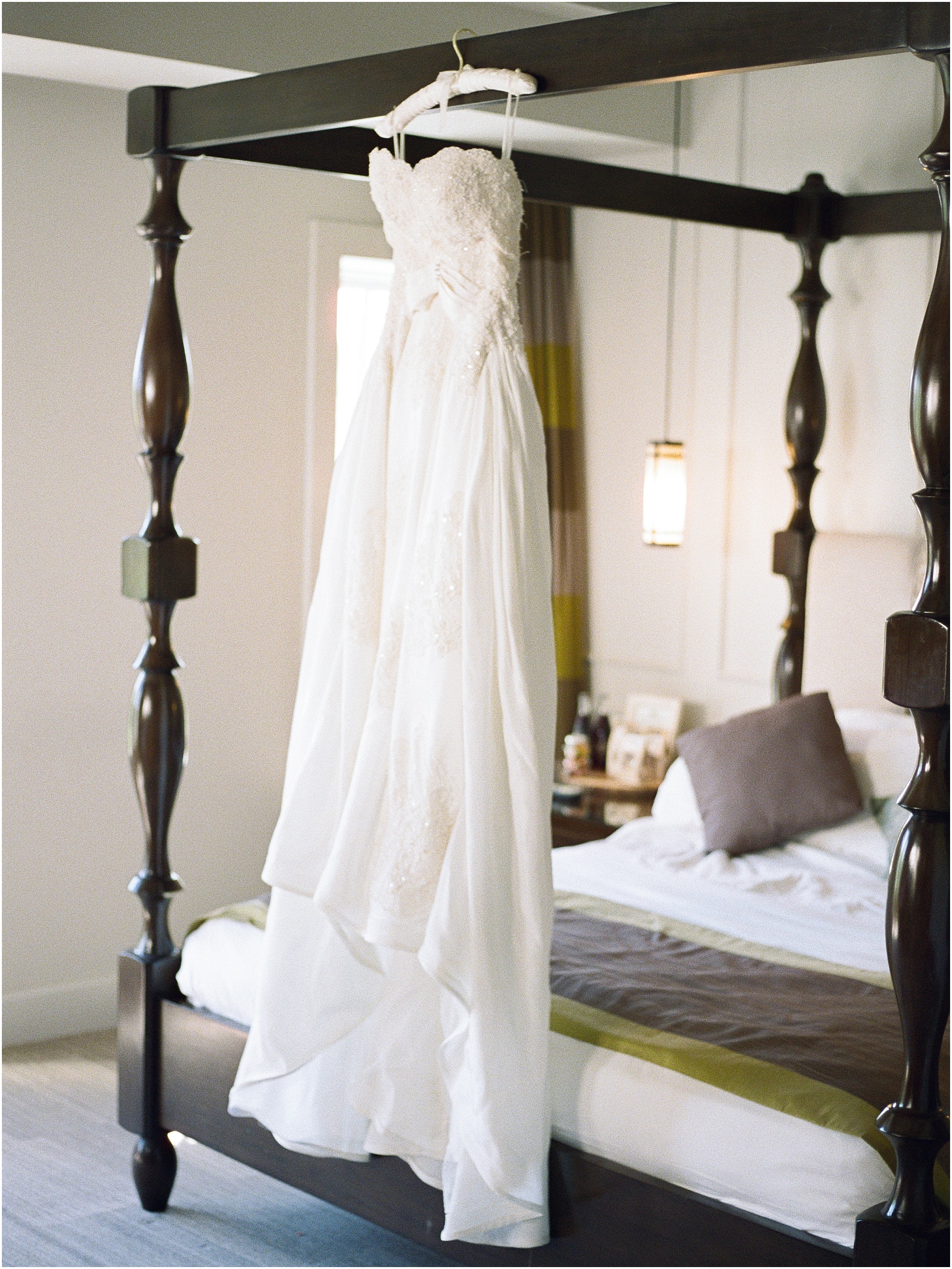Wedding dress hanging at The Birchwood Hotel in downtown St Petersburg