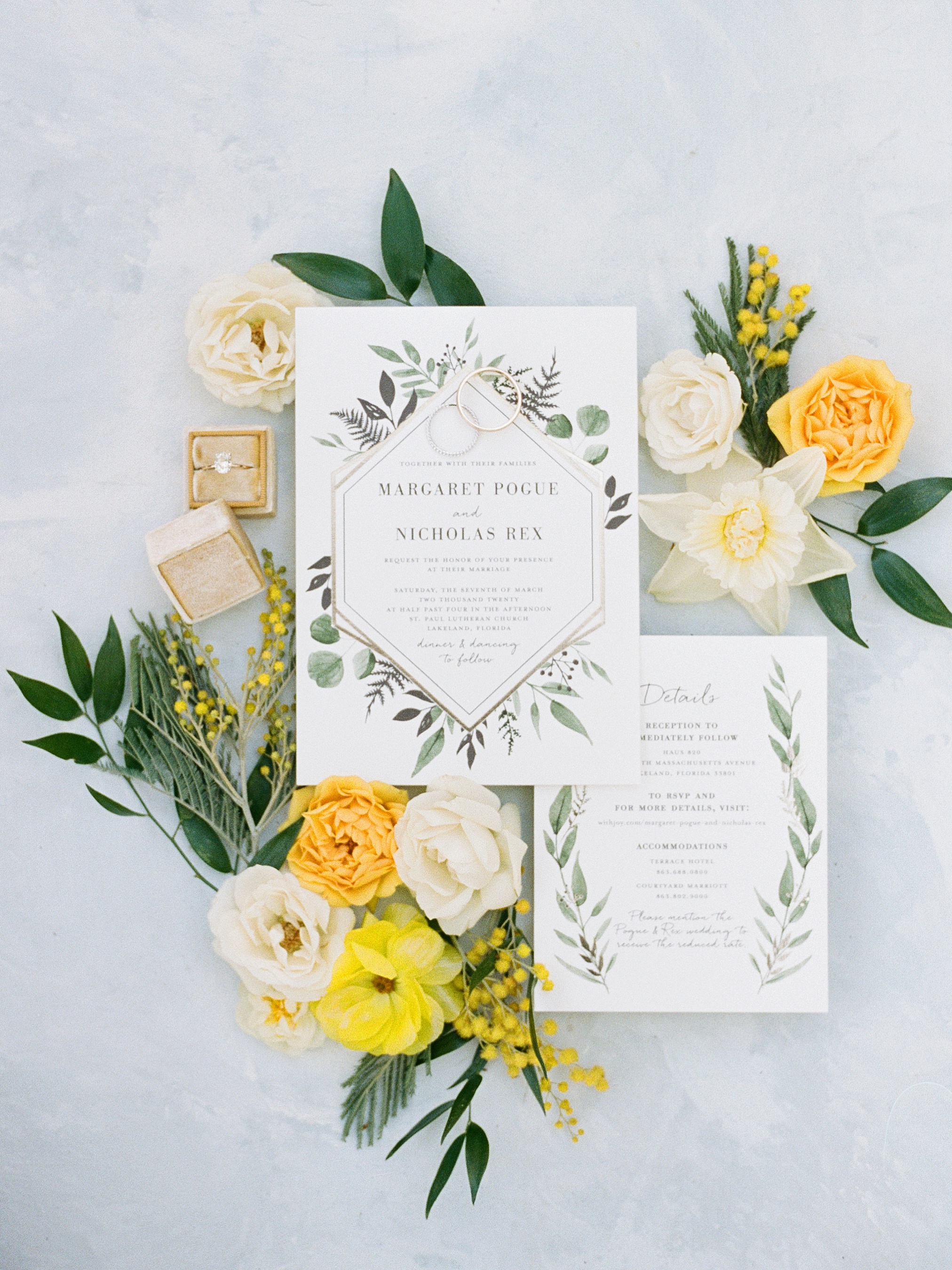 Haus 820 Wedding invitation photo with florals