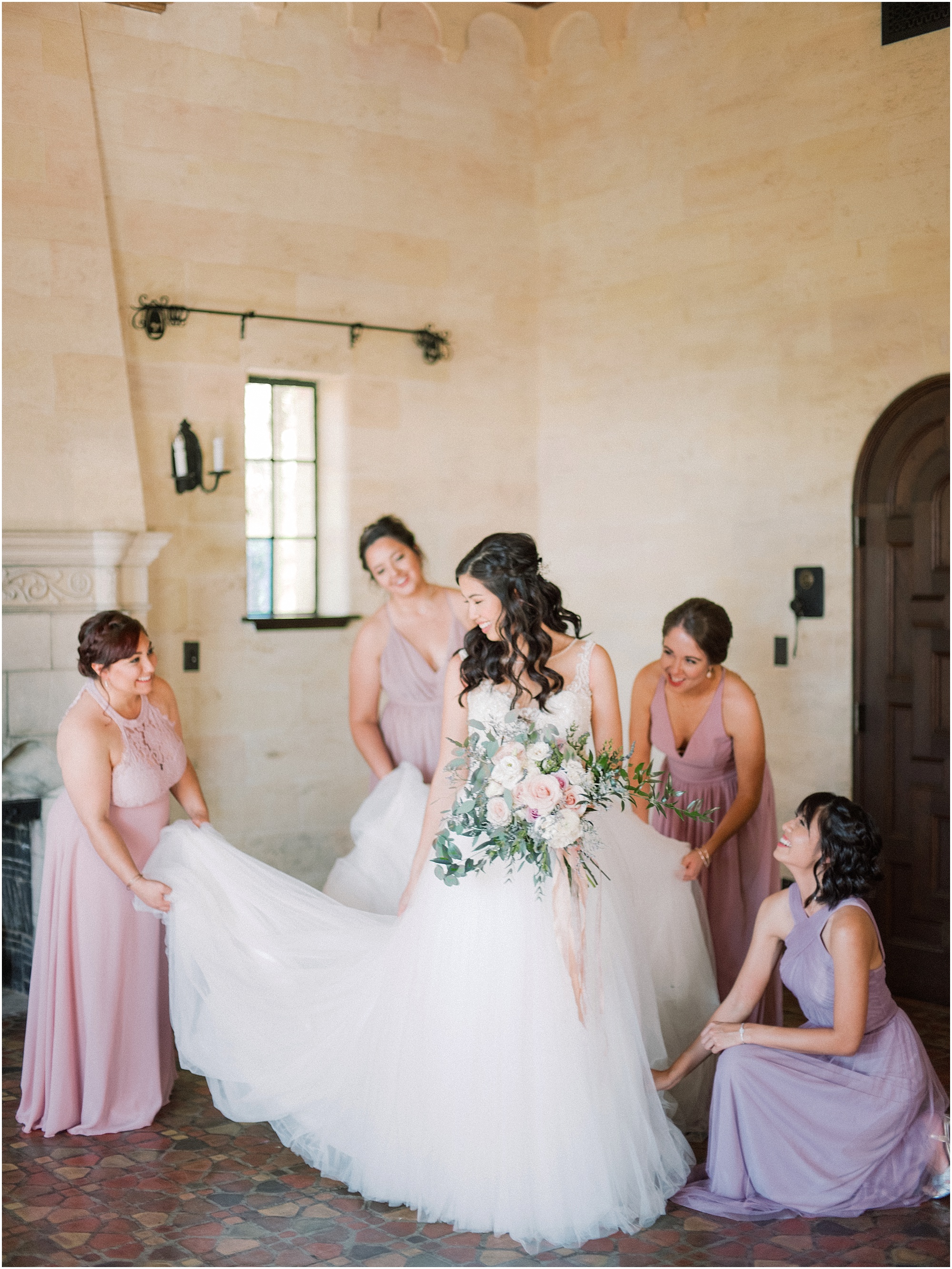 Mauve bridesmaids, Powel Crosley Estate, Sarasota Wedding Venue