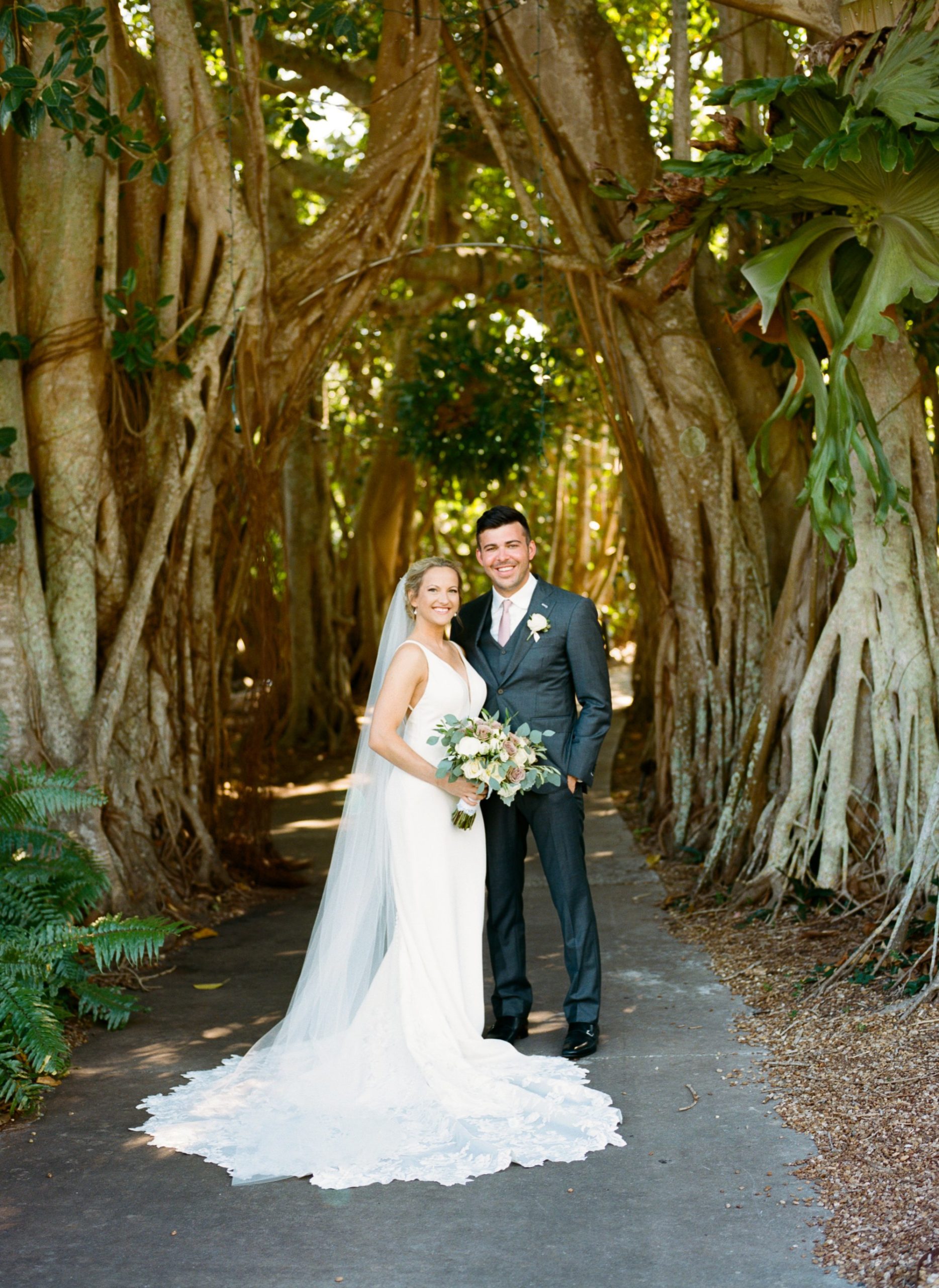 Bride and groom portrait at Selby Botanical Gardens 